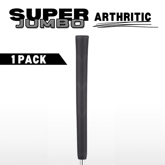 Majek Golf Club Grip- Super Jumbo Arthritic Extra Large Tour Black - Round .600 Extra Large XL XXL Great for Tall Golfers with Big Hands - Premium Rubber Golf Grip - 1 Piece High  Traction Grip