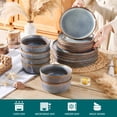 thumbnail image 4 of Malacasa 18 Pcs Dinnerware Sets, Stoneware Plates and Bowls Set, Tableware Dishwasher Microwave Safe, Serves For 6 people, Blue, 4 of 9
