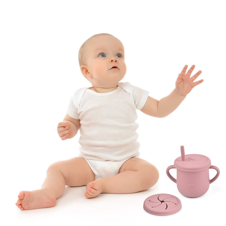 3-in-1 Silicone Toddler Sippy Cup w/ Straw & Lid in Sage | Bumkins