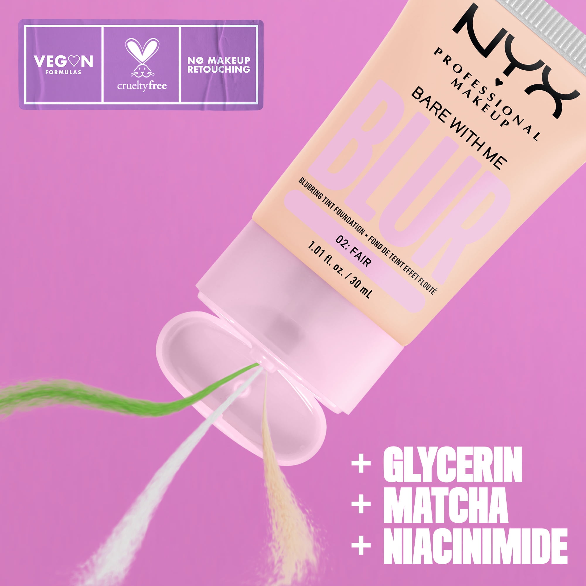 NYX Professional Makeup Bare with Me Blur Skin Tint Foundation, Medium Coverage, Fair