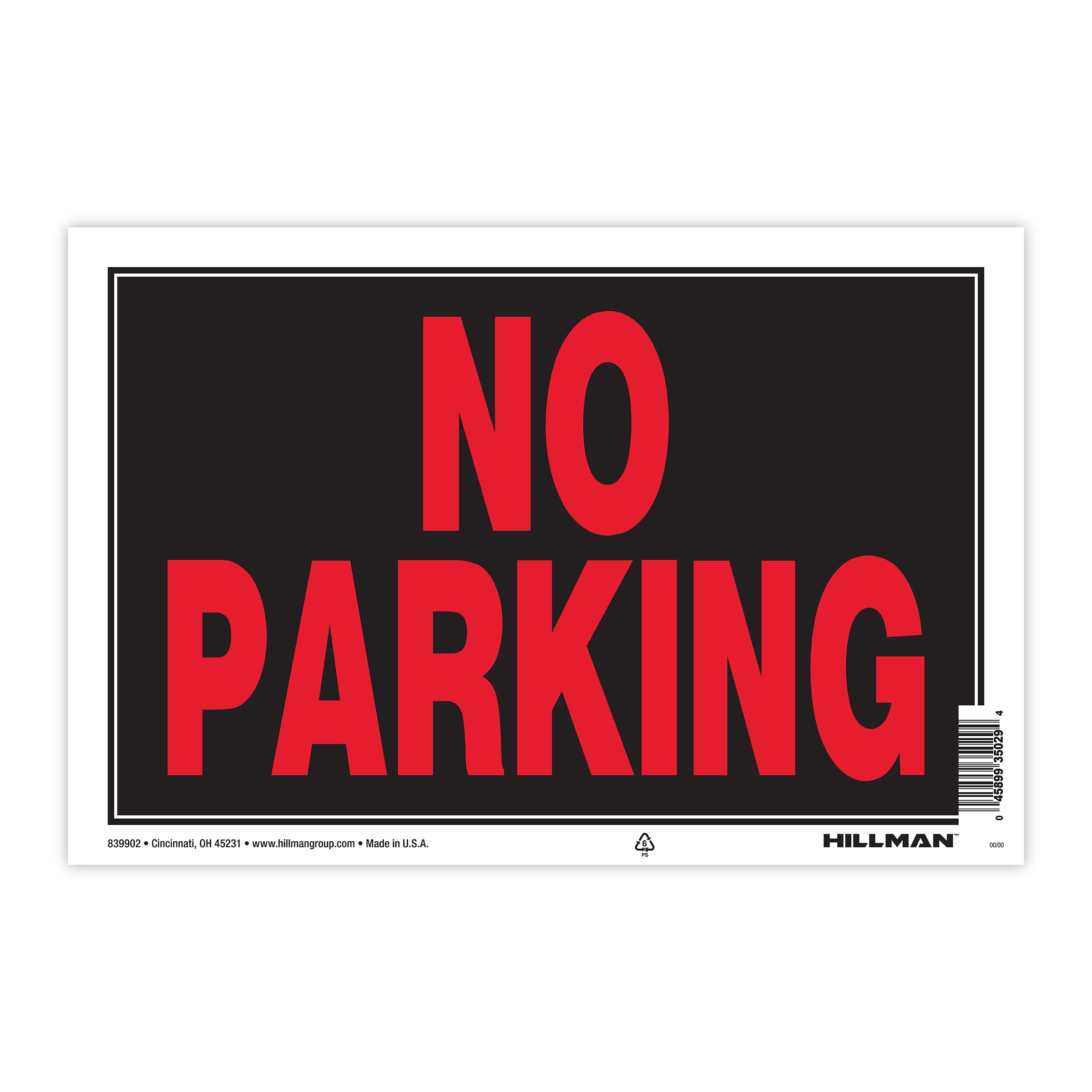 2 pack) Hillman No Parking Sign, Plastic, 8