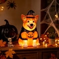 thumbnail image 5 of Clearance! Halloween Light Up Pumpkin Corgi with Witch Hat, Waterproof Glowing Blow Mold Pumpkin Puppy Figurine for Desk Yard Decor, Halloween Decor, 5 of 8