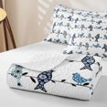 thumbnail image 4 of jejeloiu Whimsical Bird Quilt Full For Men Women,Branch Pattern Full Bedspread Sets,Blue White,3 Pieces, 4 of 7