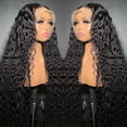 thumbnail image 2 of Peluca de cabello humano de onda profunda para mujeres negras, pelo rizado con malla Frontal 13x6, sin pegamento, HD, transparente, 13x4, 2 of 3