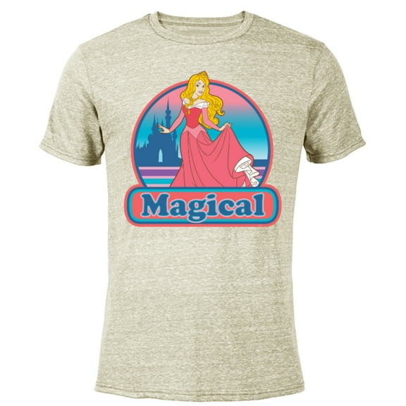 Disney Princess Aurora Magical Retro - Short Sleeve Blended T-Shirt for Adults - Customized-Yellow
