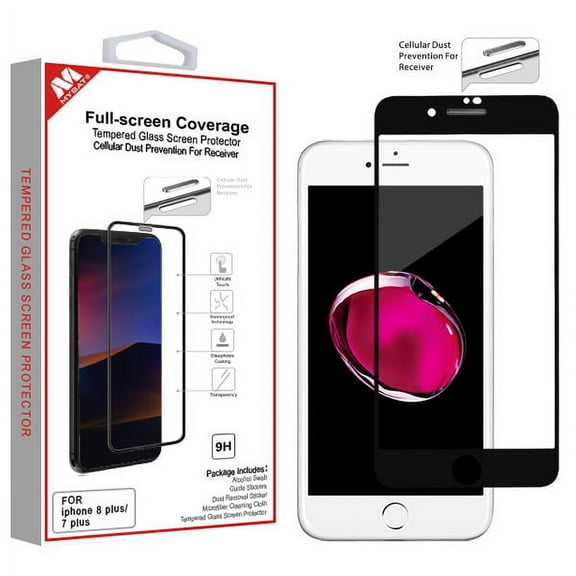 Screen Protector for Apple iPhone 8 Plus, iPhone 7 Plus, iPhone 6s /6 Plus Full-Screen Coverage Tempered Glass Screen Protector with Cellular Dust Prevention Receiver For iPhone 8 Plus /7 /6 /6S PLUS