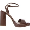 thumbnail image 2 of Steve Madden Camaron Dark Cognac Ankle Strap Squared Open Toe Platform Sandals (Dark Cognac, 8), 2 of 6