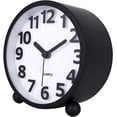 thumbnail image 4 of Reloj despertador analógico silencioso, números 3D grandes de metal negro, función de repetición, reloj de mesa que no hace tictac con luz nocturna Despertador de cabecera 10,5 cm, 4 of 5
