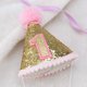 thumbnail image 5 of EeaseMX Glitter Sparkle 1st Birthday Cone Hat con diadema ajustable para suministros de fiesta para niña (rosa), 5 of 7