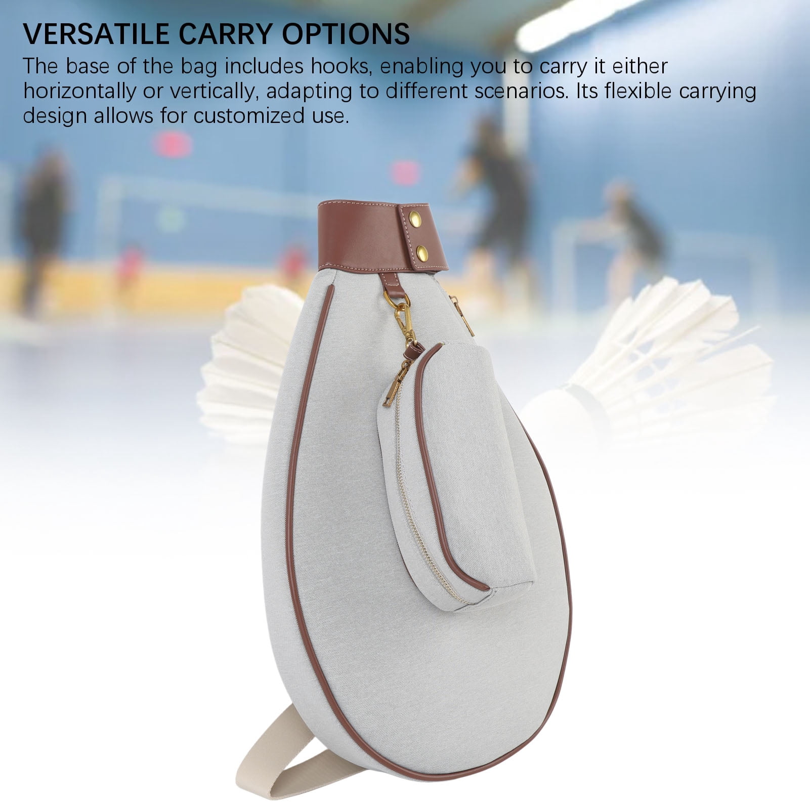 YAHHU Professional Tennis Sling Bag Large Capacity Water Resistant Tennis Backpack for Badminton Rackets Grey (20.1 x 13.4 x 2.8 inches / 51 x 34 x 7 cm)