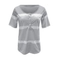 thumbnail image 3 of Fashnice Ladies Tee Buttons Design T Shirt Short Sleeve Tops Casual Summer Tunic Blouse Gray 3XL, 3 of 7