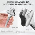 thumbnail image 2 of 20mm Precision Butterfly Tweezers for Beard, Eyebrows, Facial & Ingrown Hair - Wide Tip, Stainless Steel Removal Tool with Anti-Slip Slot Case Men Women, 2 of 4