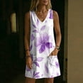 thumbnail image 6 of Dresses for Women Plus Size V-Neck Sleeveless Floral Printed Boho Summer Casual Loose Tank Dress with Pockets Beach Vacation Outfits, 6 of 7