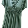 thumbnail image 5 of MYAOYI Womens Nightgown Casual Plus Size V-Neck Solid Color Summer Short Sleeve Comfy Midi Sleepwear with Built in Shelf Bra, 5 of 5