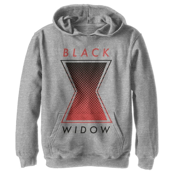 Boy's Marvel Black Widow Gradient Logo  Pull Over Hoodie Athletic Heather X Large