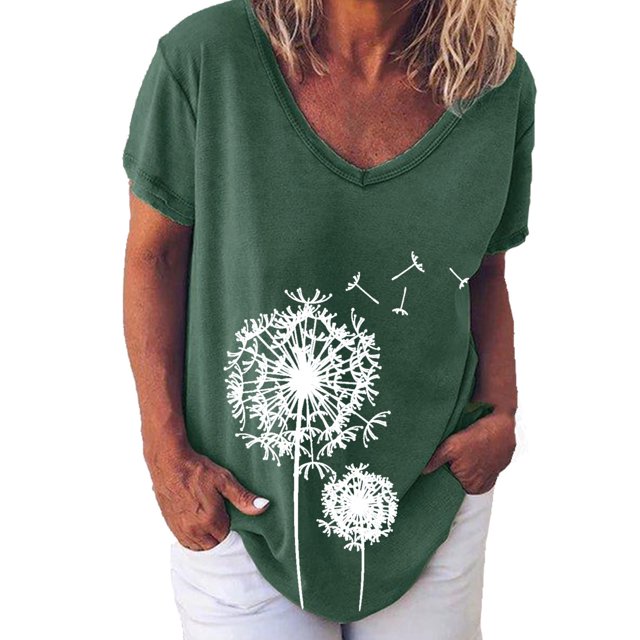 Birdeem Mode Femme T-Shirt à Col en V Imprimé Blouse Hauts Chandail