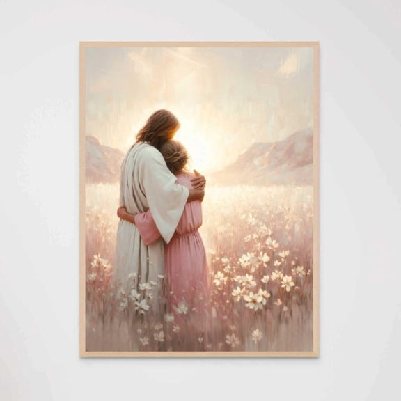 Trust In Him Christian Art Jesus Heals A Woman Prints Bible Wall With Girl Picture, Unframed Paper Poster 8x10in