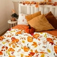 thumbnail image 4 of 1pc Autumn Harvest Blanket - Soft Flannel Pumpkin and Maple Leaf Pattern, 4 of 4
