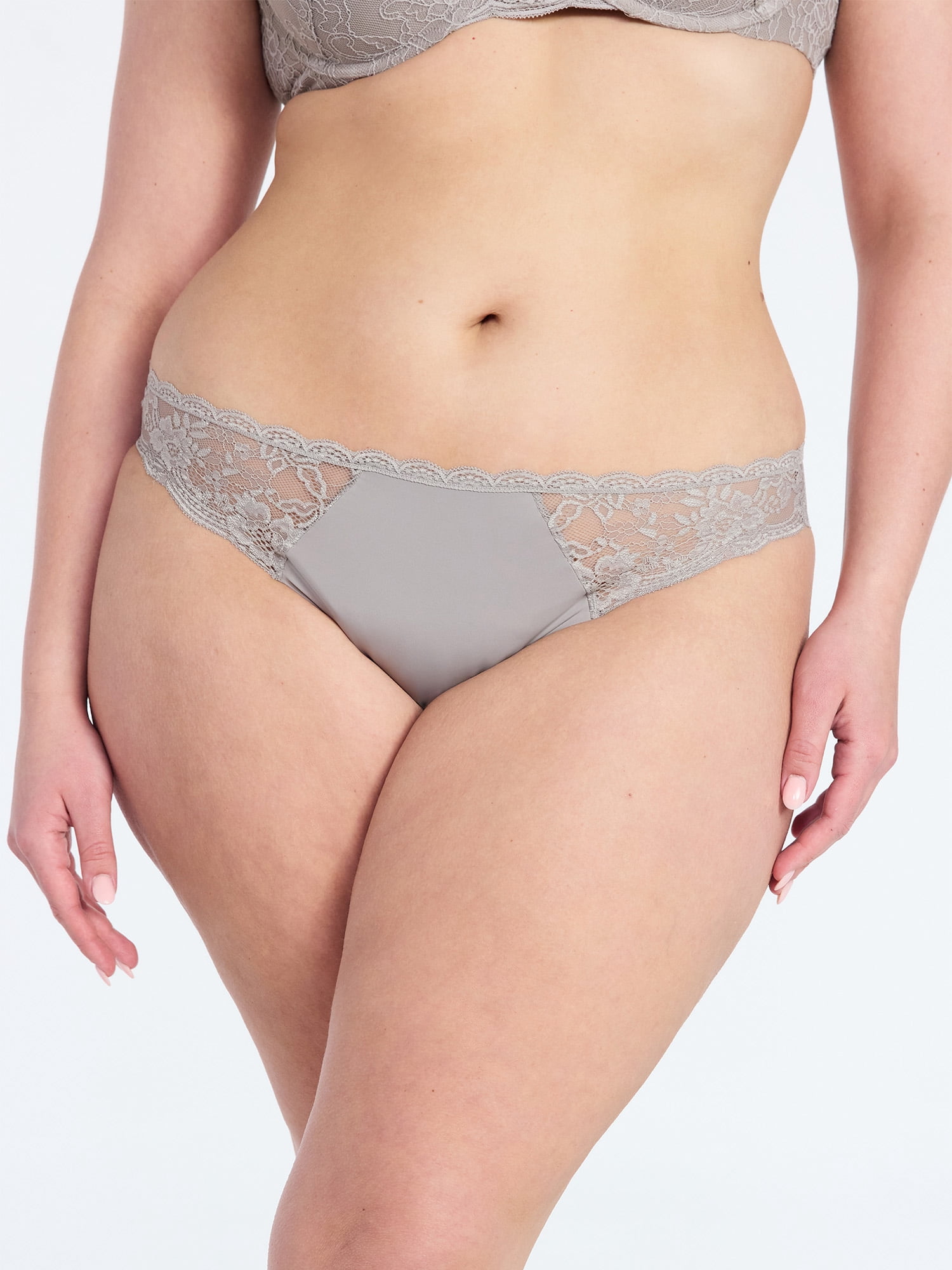 Joyspun Women's Microfiber and Lace Cheeky Panties, 3-Pack, Sizes XS-3XL