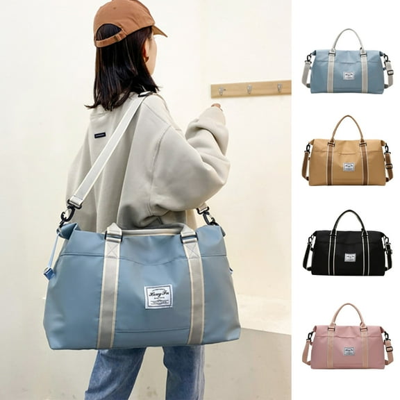 Xuniizn Gym Bag for Men & Women, Duffle Bag with Shoe Compartment, 30-40L Travel Bag & Weekender Overnight Bag, Water-Resistant Duffel Bag & Sports Tote Bag with Laundry Pocket, Oxford Cloth, Pink