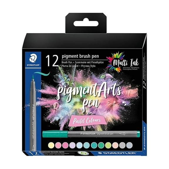 STAEDTLER® Pigment Arts Brush Pens, Pastel Colors, Set of 12