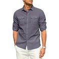 thumbnail image 6 of Men's Clearance Button Down Shirt Casual Regular-Fit Dress Shirts Lapel Wrinkled Casual Shirt Cotton Linen Fashion Breathable Shirt Long Sleeve Dress Shirts, 6 of 7