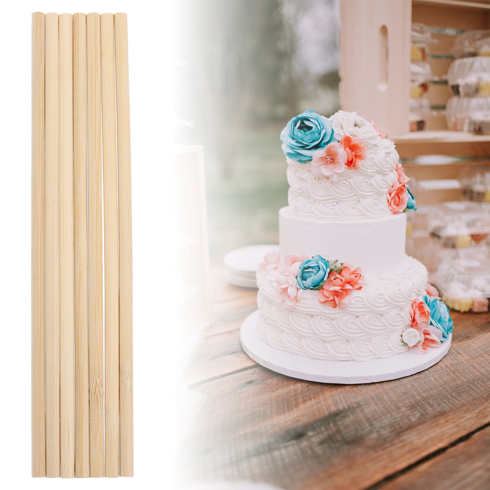 RENACLIPY  Beige Wooden Cake Supports, Multi-Scene Suitable, Easy Assembly, 100Pcs