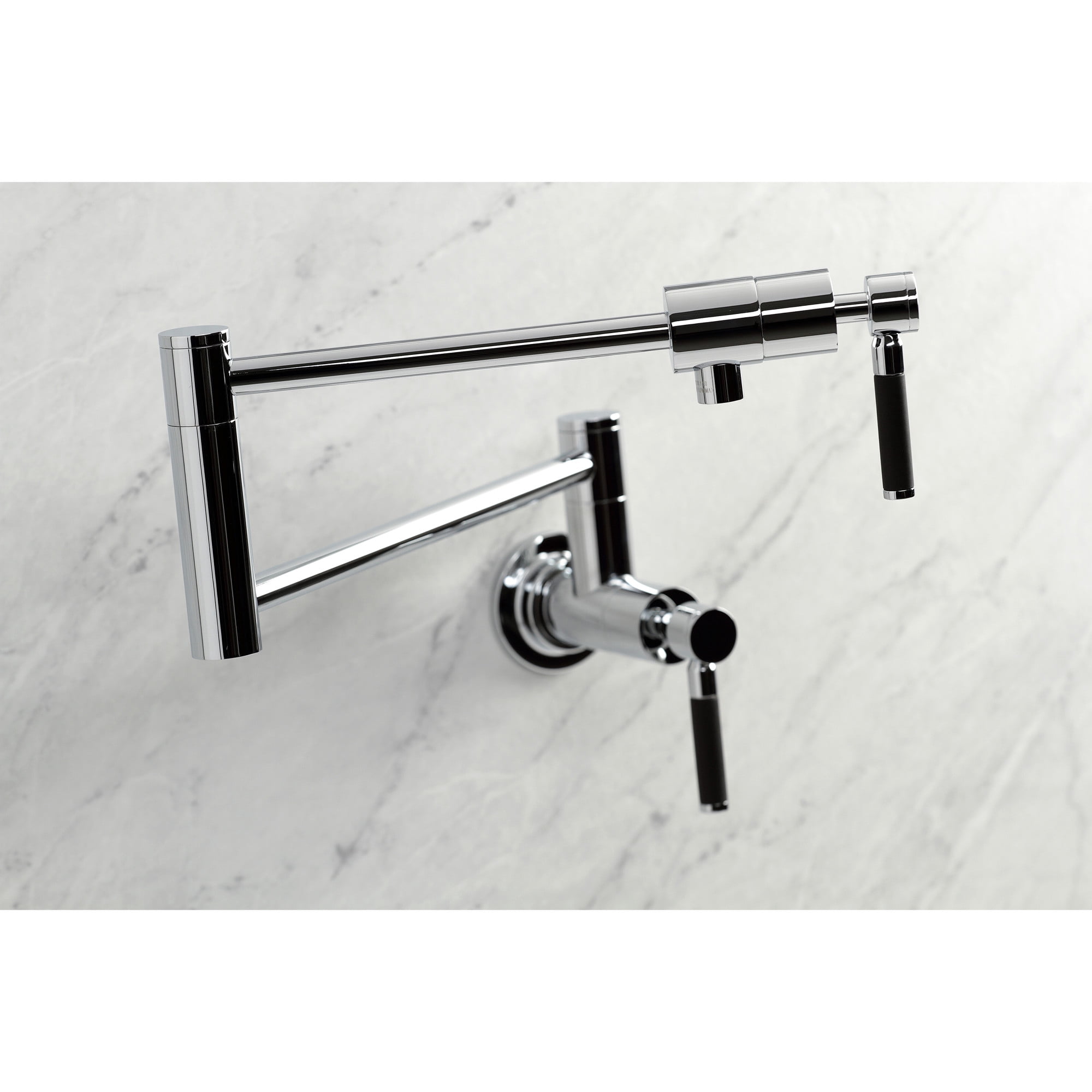 Kingston Brass KS4101DKL Kaiser Two-Handle 1-Hole Wall Mount Pot Filler Faucet in Polished Chrome