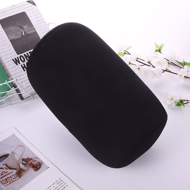 Cojín de tubo de almohada, cómodo soporte para la cabeza, el cuello y la espalda, almohada de viaje de 11,8" x 5,5" (negro) Sincero Electrónica