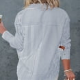 thumbnail image 5 of DondPO Womens tops Women's Striped Button Down Shirt Classic Long Sleeve Fashion Collared Work Shirt tops Shirts for Women Linen Shirts for Women Gray S Clearance！, 5 of 7