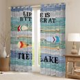 thumbnail image 2 of jejeloiu Lake Camping Cabin Black Out Curtains,Gray Blue Green Curtains Pack of 2 (42x63 Each) For Kids, 2 of 6