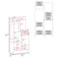 thumbnail image 3 of Parker 75" Tall Mirrored Tree Hall with Hangers, Three Shelves, Two Cabinets, One Drawer, Entry way, Console Table, Living Room Light Oak, 3 of 8