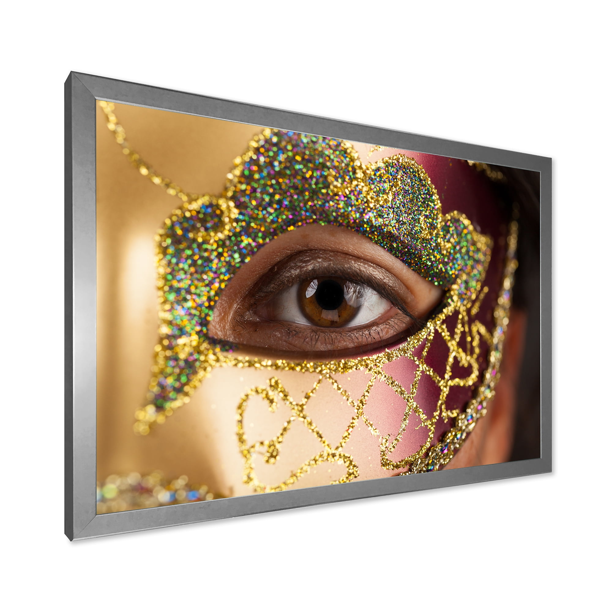 Designart 'Girl With Venetian Mask' Modern Framed Art Print
