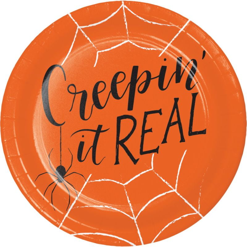 Humorous Halloween Creepin it Real 7-inch Paper Plates 8 Per Pack