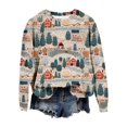 thumbnail image 2 of OJinShaWanO Sweat à Capuche Vert pour Femmes Décontracté Imprimé de Noël 3D Coupe Ample Manches Longues Pull Col Rond, 2 of 3