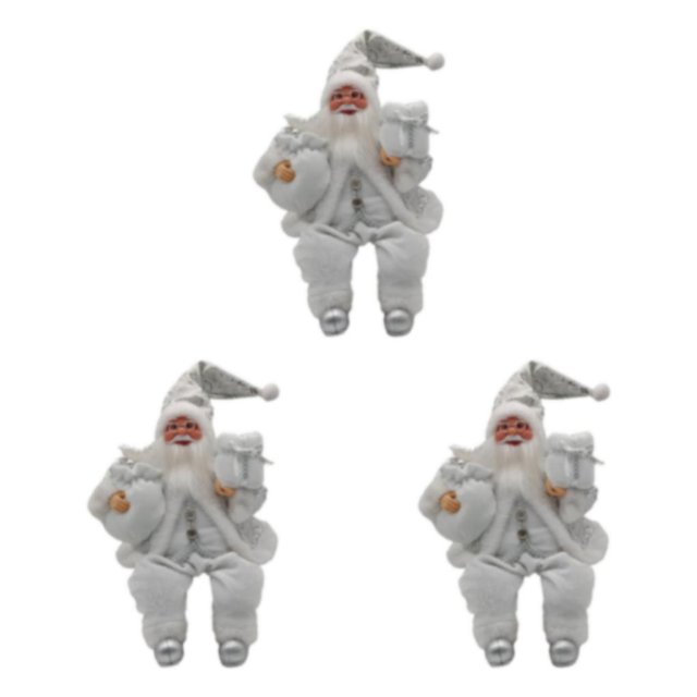 Decodeary Adorable Poupée Père Noël pour Enfants, Nain, Gnome, Collection Blanche 13.78x7.09 Pouces 3ensemble