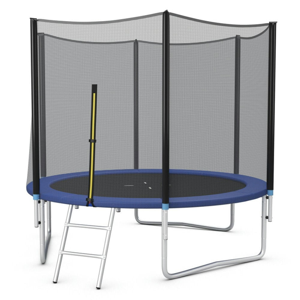 Demifill 10 Feet Outdoor Trampoline Bounce Combo, Trampoline with Safety Closure Net Ladder, Blue