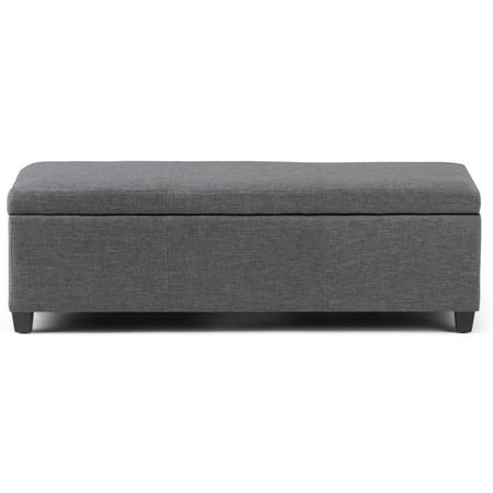 Simpli Home - Avalon Rectangular Polyester Ottoman With Inner Storage - Slate Gray