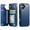 Blue, variant on For iPhone 16 Wallet Case with Card Holder, PU Faux Leather Kickstand Card Slots Case, Double Magnetic Clasp and Durable Shockproof Cover