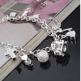 thumbnail image 5 of 925 Sterling Silver 13-Pendant Charm Bracelet Chain, Adorned with Rhinestone-Embedded Heart, Star, Cross & Moon Charms, Birthday Gift for Women with Timeless Shine for Daily Wear,, 5 of 7