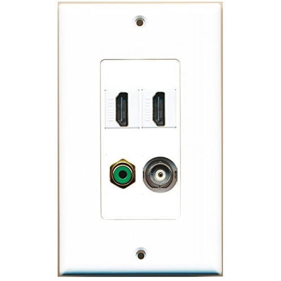 RiteAV - 2 Port HDMI 1 Port RCA Green 1 Port BNC Wall Plate Decorative