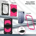 thumbnail image 7 of for Samsung Galaxy Tab A9 8.7" 2023 Case, Military Grade Heavy Duty Silicone Protection Cover with Pencil Holder + 360 Rotating Stand + Wrist Handle Rugged Cover, Black+Rose, 7 of 7