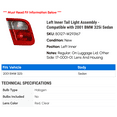 thumbnail image 2 of Left Inner Tail Light Assembly - Compatible with 2001 BMW 325i Sedan, 2 of 2