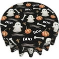 thumbnail image 2 of Nappe Noire d'Halloween Ronde 60 Pouces Boo Fantôme Mignon Citrouilles Orange Nappe Décorative Lavable Résistante aux Plis et aux Taches Polyester Couverture de Table pour Fête Dîner Pique-Nique, 2 of 5