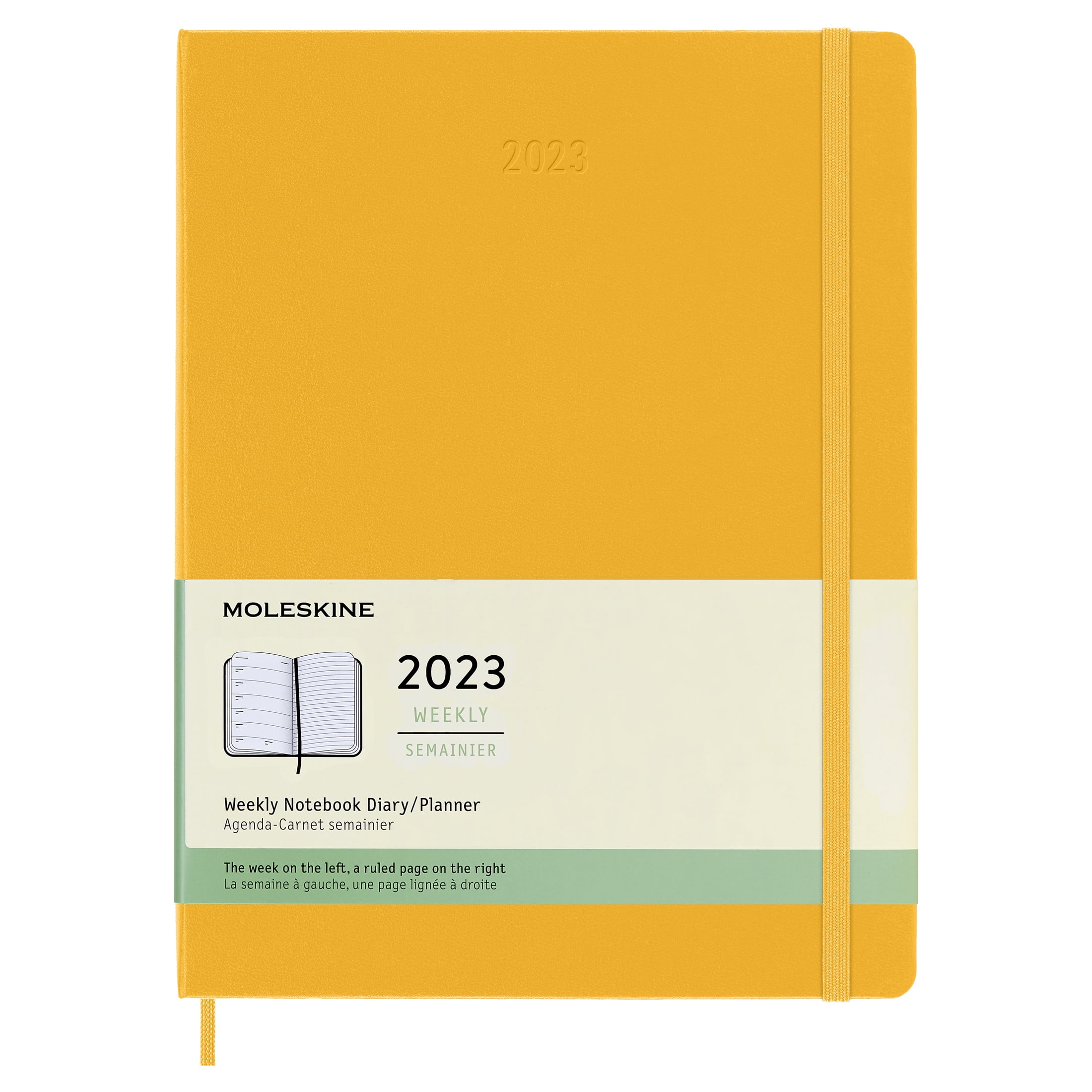 Moleskine 2023 Weekly Notebook Planner, 12M, Extra Large, Orange Yellow, Hard Cover (7.5 x 10
