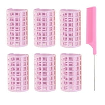 Plastic Hair Rollers,1.38x2.64 inch Self-Grip Curlers, Required for DIY Hair Styling and Salon Use,Random Color,6 Pack