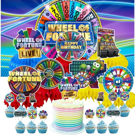 Wheel of Fortune Party Decorations Decor Supplies Honeycomb Centerpieces Table Toppers Cake Toppers for Birthday Photo Props