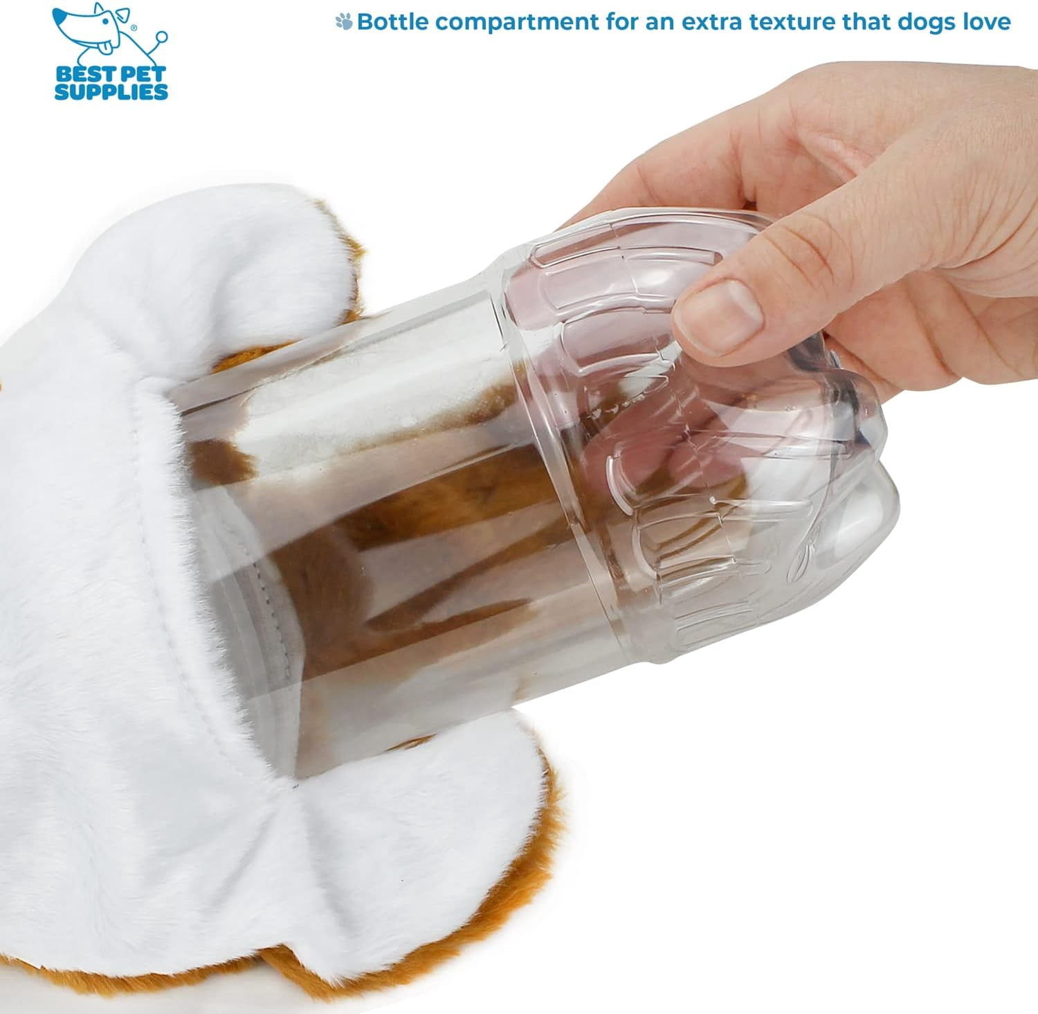Best Pet Supplies 2-in-1 Stuffless Squeaky Dog Toys with Soft, Durable Fabric for Small, Medium, and Large Pets, No Stuffing for Indoor Play, Holds a Plastic Bottle - Fox, Raccoon, Medium