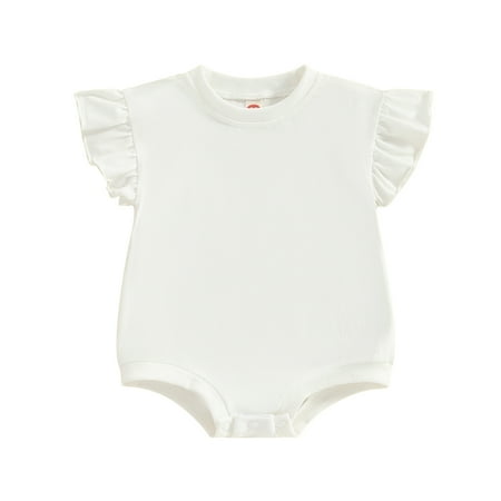 

WERNZATT Summer Newborn Infant Baby Girl Ruffle Solid Romper Bodysuit Jumpsuit Outfit Clothes