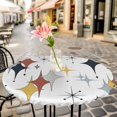 thumbnail image 4 of Diamond Fitted Tablecloth with Elastic Edged, Round Table Cloth for Dining Table, Modern Geometric Middle Century Grey Yellow Red Waterproof Oil Proof Table Cover for Indoor Outdoor 55"-60", 4 of 8